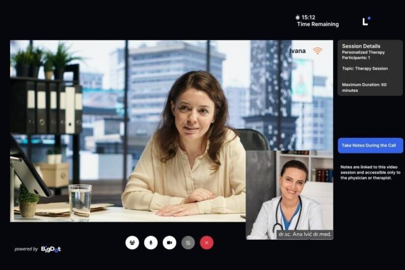 Physician conducting a secure video consultation with a patient