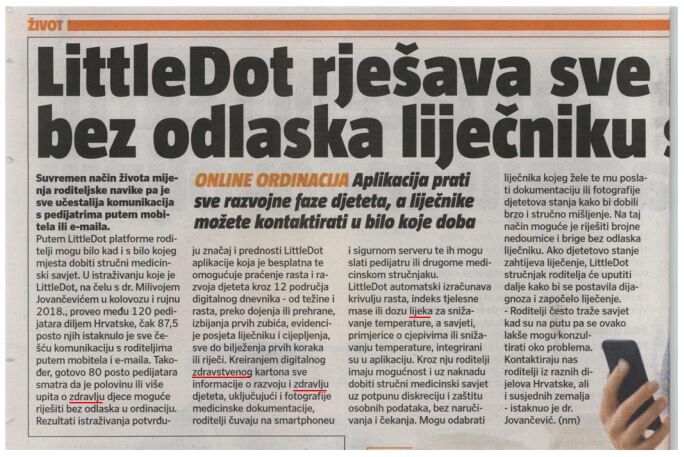 24sata tiskano izdanje: LittleDot rješava sve bez odlaska liječniku LittleDot u 24 sata izadnje 24.09.2018.